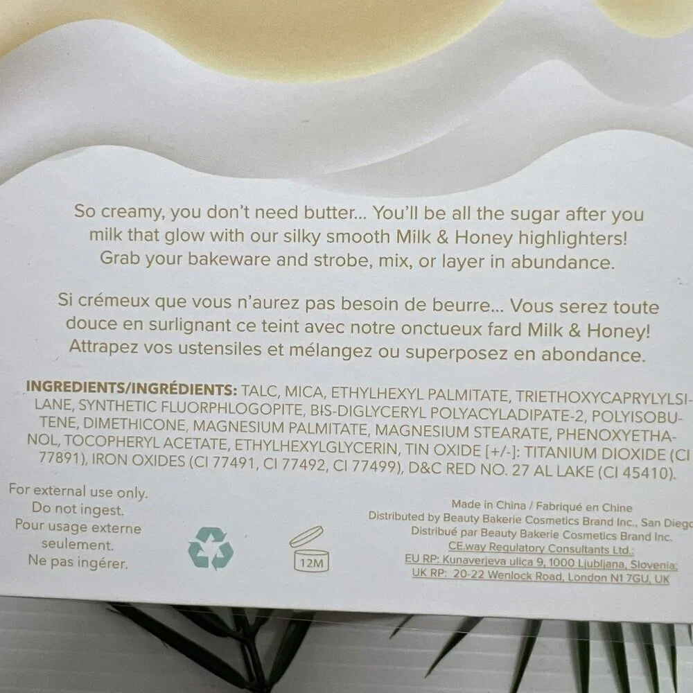 Beauty Bakerie Milk & Honey Highlighter Palette  .28 oz x 4 Shades Full Size NIB